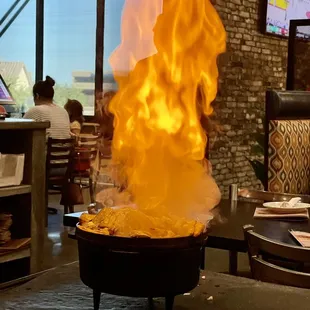 Flaming fajitas.