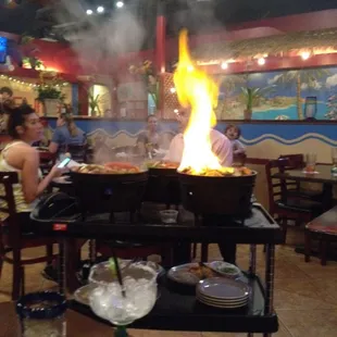 The fajitas are flaming!