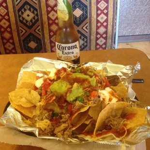 Loaded Pork Nachos/with Chipotle sauce