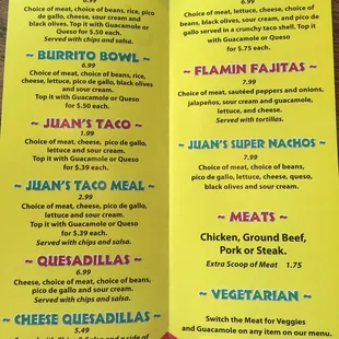 menu