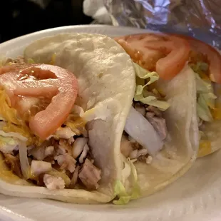 Three chicken tacos