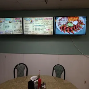 menus on the wall