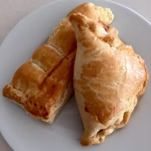 two pastries on a white plate