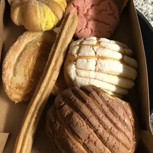 They have all the pan dulce you could want: polvorones, conchas, churros, cuernitos and orejas!