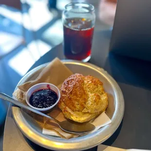 Biscuit with Blueberry Compote