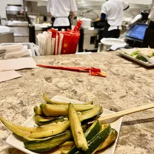 Spicy garlic cucumbers