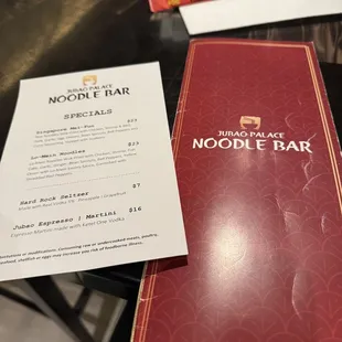 Specials and menu