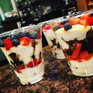 Fresh Fruit Parfaits with our own granola!