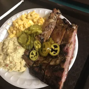 Rib Dinner, tater salad, Mac &amp; cheese