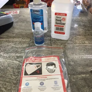 All kind of hand sanitizer and masks