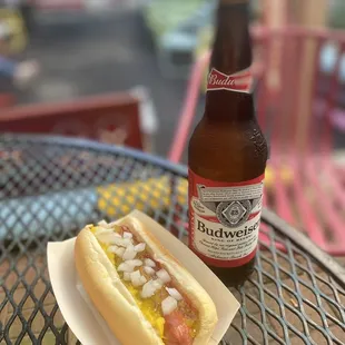 They also offer hotdogs and super cheap beer prices.