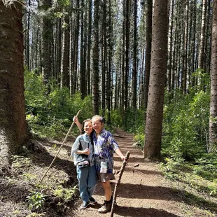 Lovely trail and natural hiking sticks for our jaunt
