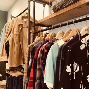 clothes hanging on a rack