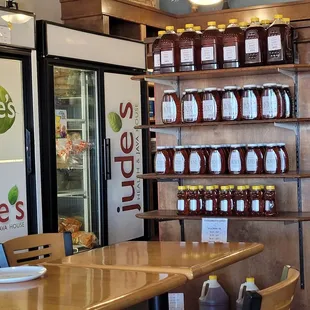 shelves of juices