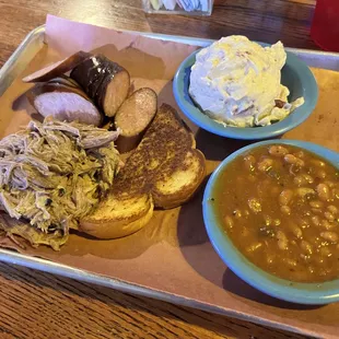 Two Meat Plate with Pulled Pork and Sausage