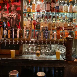 a bar filled with alcohol