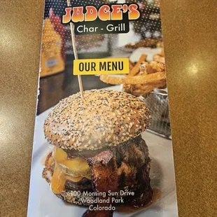 a menu for a burger