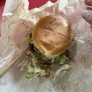 Double Cheeseburger (Fully dressed, plus grilled onions)