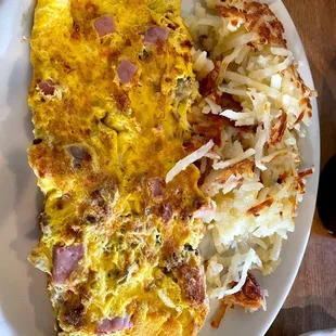 Ham and cheese omelet. Pretty dry.