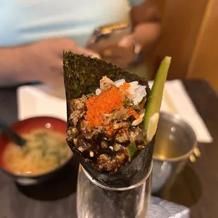 baked mussels seaweed salad kakiage tempura honda roll warriors roll salmon skin hand roll