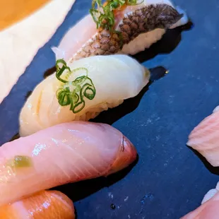 Nigiri Sushi Combo #2. 10 pieces for $42. 2 pieces each of maguro, sake, hamachi + 4 pieces seasonal chef&apos;s choice.