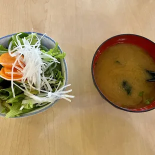 Soup and salad with the lunch bento