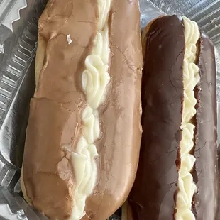 Maple and Chocolate donuts with custard