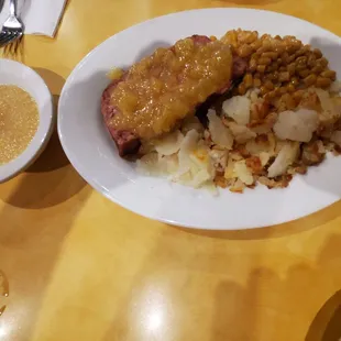 Apple sauce with ham loaf