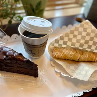 Piece of Chocolate Cake, Apple Pie and a Black Coffee