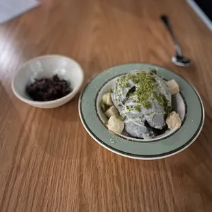 Black sesame ice cream sundae