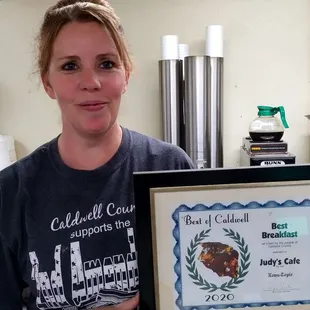 Judy, the proud owner