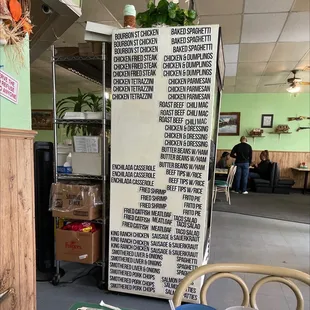 Menu is on the refrigerator