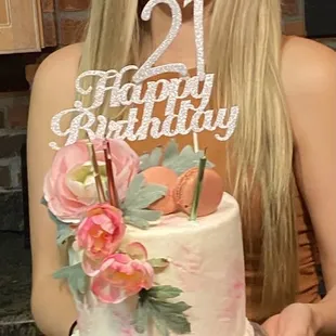 White cake w strawberry filling made by Judy !