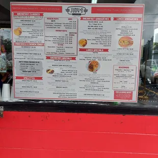 a menu on a window