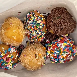 Last six donut holes at the bottom of the bag, won&apos;t last long.