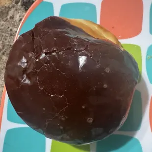 My Delicious custard filled chocolate iced donut!