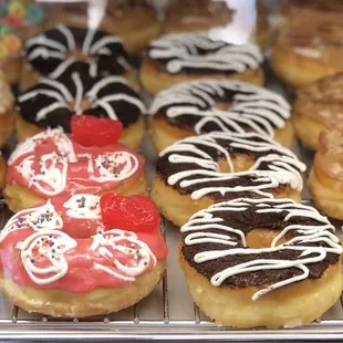 food, donuts, dough desserts