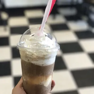 They now serve ice cream/banana split/donut ice cream sandwich!!! My root beer float is so yummy!