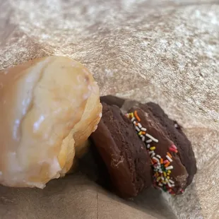 two donuts with frosting and sprinkles