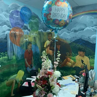 Spring bouquet with 2 mylar balloons