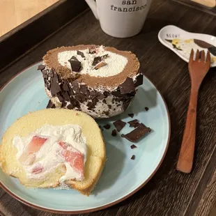 Strawberry Fresh Cream Swiss roll and Black Forest Swiss Roll