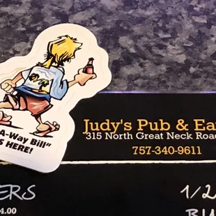 a sticker on a counter