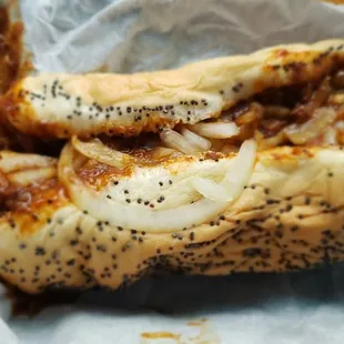 The chili and onions dog.