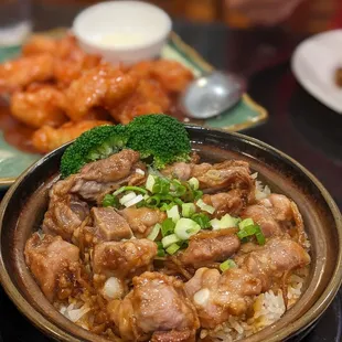 Pork rib clay pot and sweet and sour fish filet