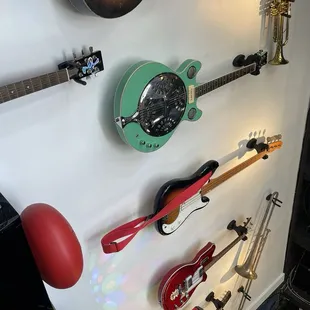 Guitars hanging as decor