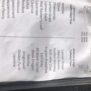 menu