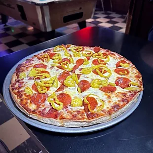 Pizza - pepperoni and hot peppers