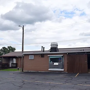 Rear of building, drive-thru window