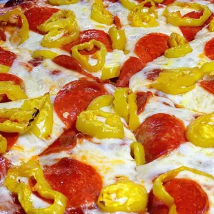 Pizza - pepperoni and hot peppers