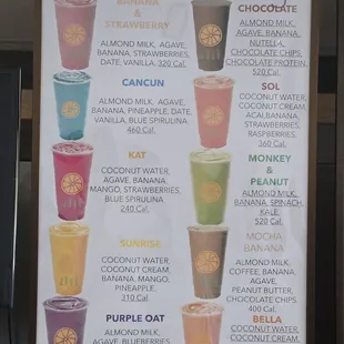 Smoothie menu